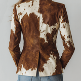 Agathe | Blazer Vintage con Stampa Mucca Ecosostenibile