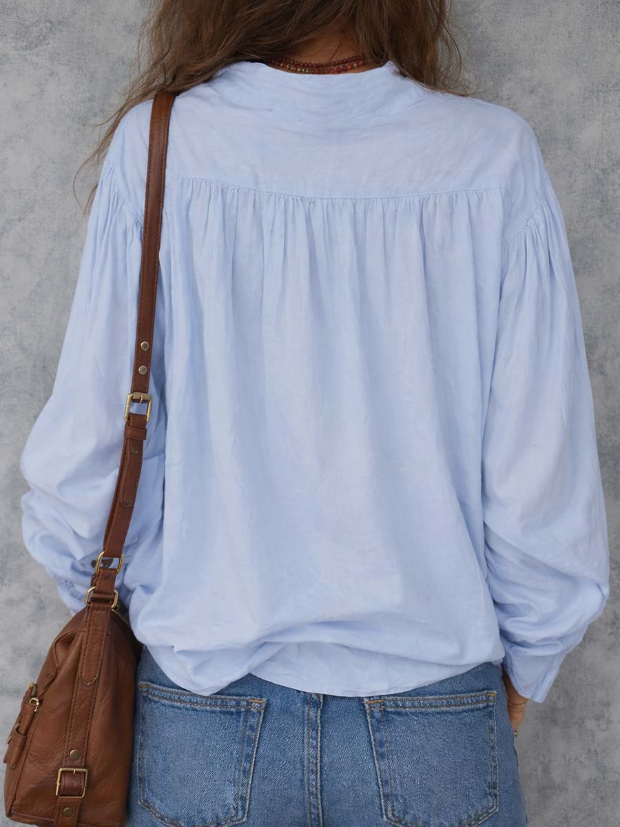 BLUSA IN COTONE CON MANICHE A RIGHE