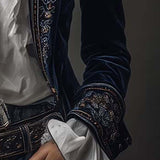 Athénaïs | Giacca Lunga Ricamata Vintage Blu Navy
