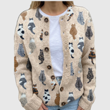 Charline™ | Cardigan con motivo a gatti