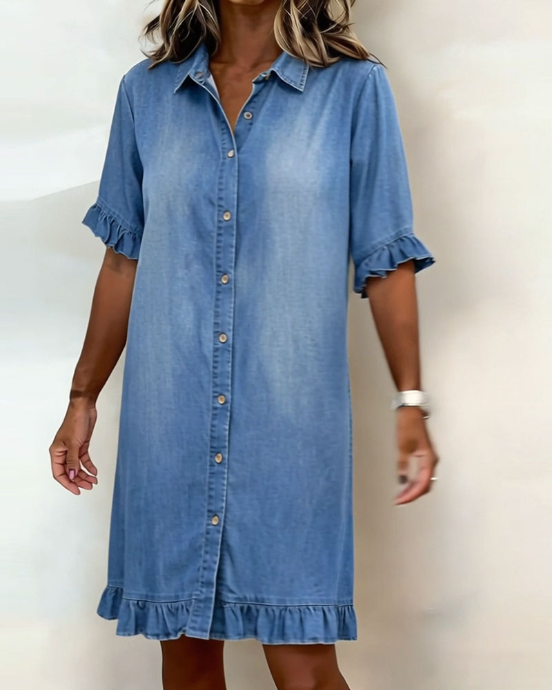 Maria | Abito in Denim con Pieghe