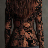 Bertille | Blazer sartoriale con stampa floreale nera e bronzo