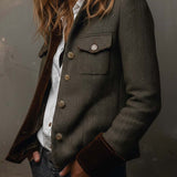 Honorine | Blazer vintage con motivo chevron e profili a contrasto