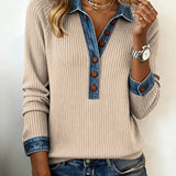 SILVIA | TOP IN MAGLIA PATCHWORK CON DETTAGLI DENIM