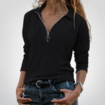 JAYLINA | TOP A MANICHE LUNGHE CON MEZZA ZIP