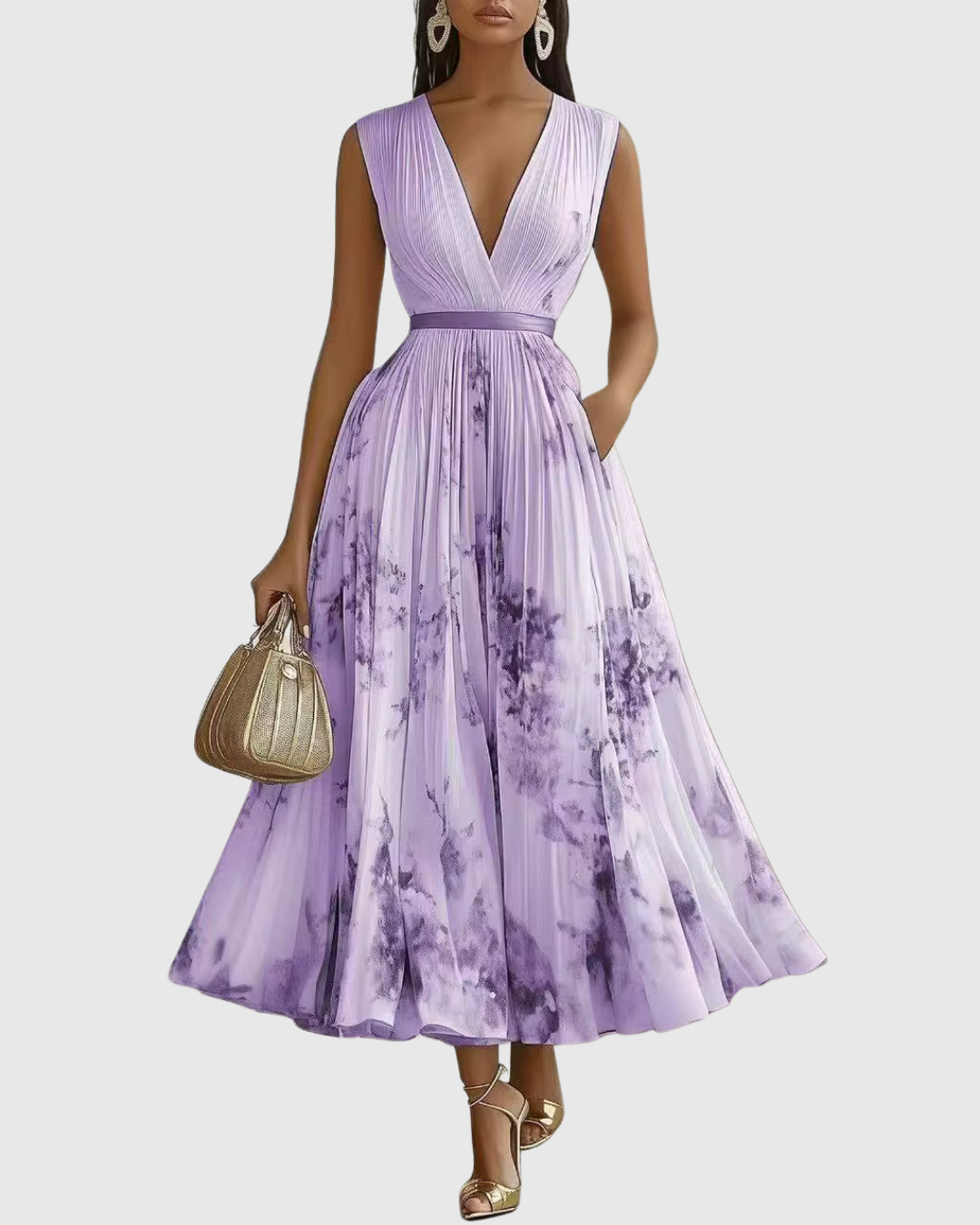 ROWELLA | ABITO MAXI PLISSETTATO