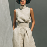 Eleonora | Completo Minimalista con Top Senza Maniche e Pantaloni a Gamba Larga