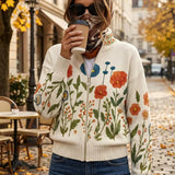 Wrenna - Cardigan con zip e motivo prato di fiori selvatici