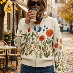 Ginepro | Cardigan Donna con Zip e Fiori Selvatici