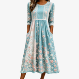 Abito Midi Patchwork Fiori di Primavera