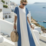 Noémie | Vestido Maxi de Manga Corta Bicolor