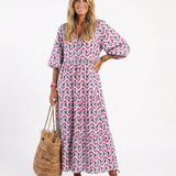 Mireya | Abito Midi con Stampa Geometrica