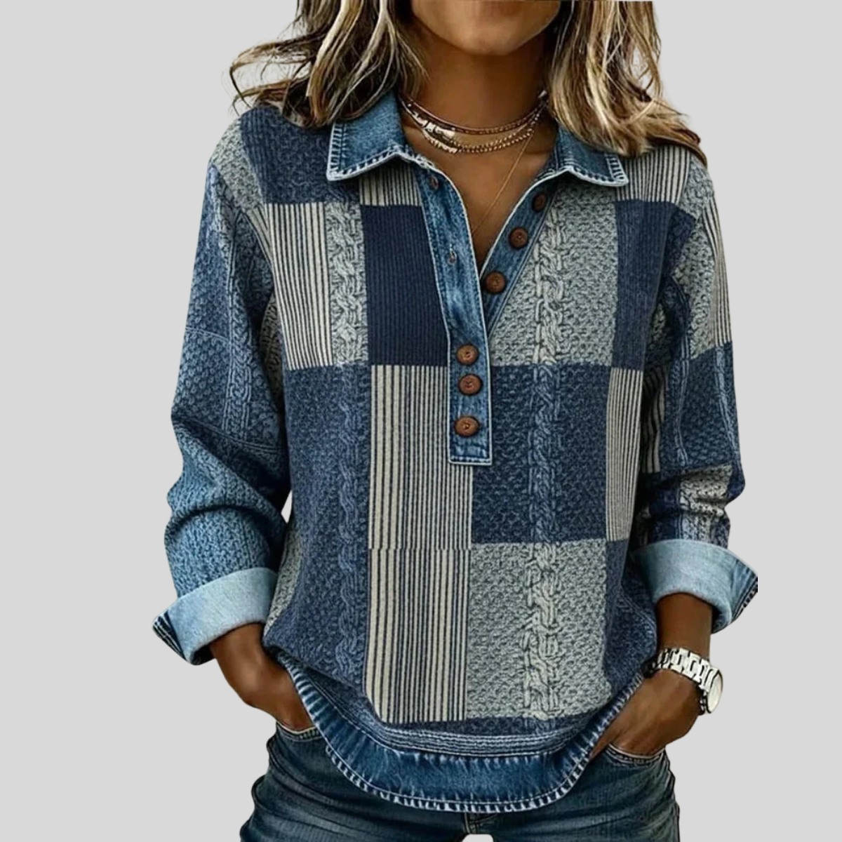 Elena | Felpa Patchwork a Blocchi di Colore