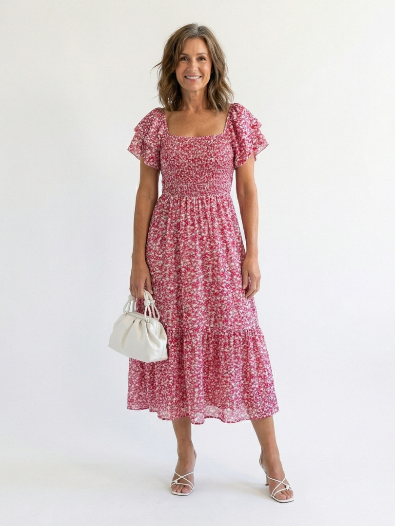 Odette | Abito Midi Floreale con Spalle Scoperte