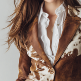 Agathe | Blazer Vintage con Stampa Mucca Ecosostenibile