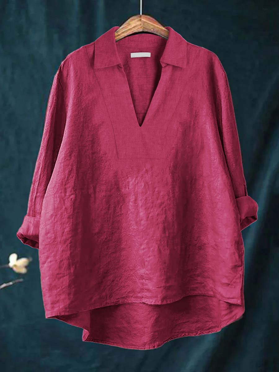 CELESTINE | BLUSA COLOR CARAMELLO CON SCOLLO A V
