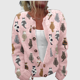 Charline™ | Cardigan con motivo a gatti