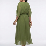 Elysia | Abito Midi con Scollo a V e Cintura Drappeggiata