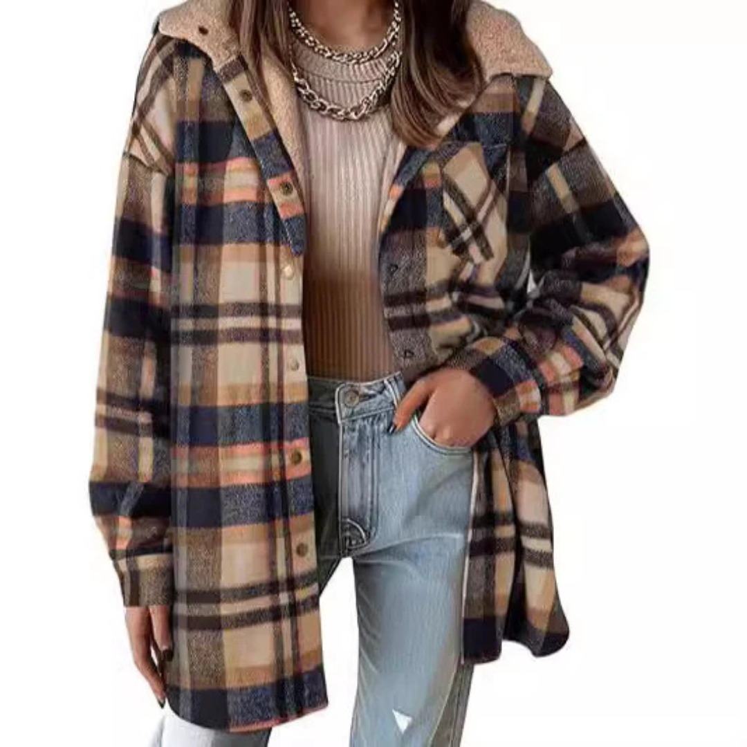 Tallulah™ — Giacca a quadri con cappuccio e vestibilità comoda