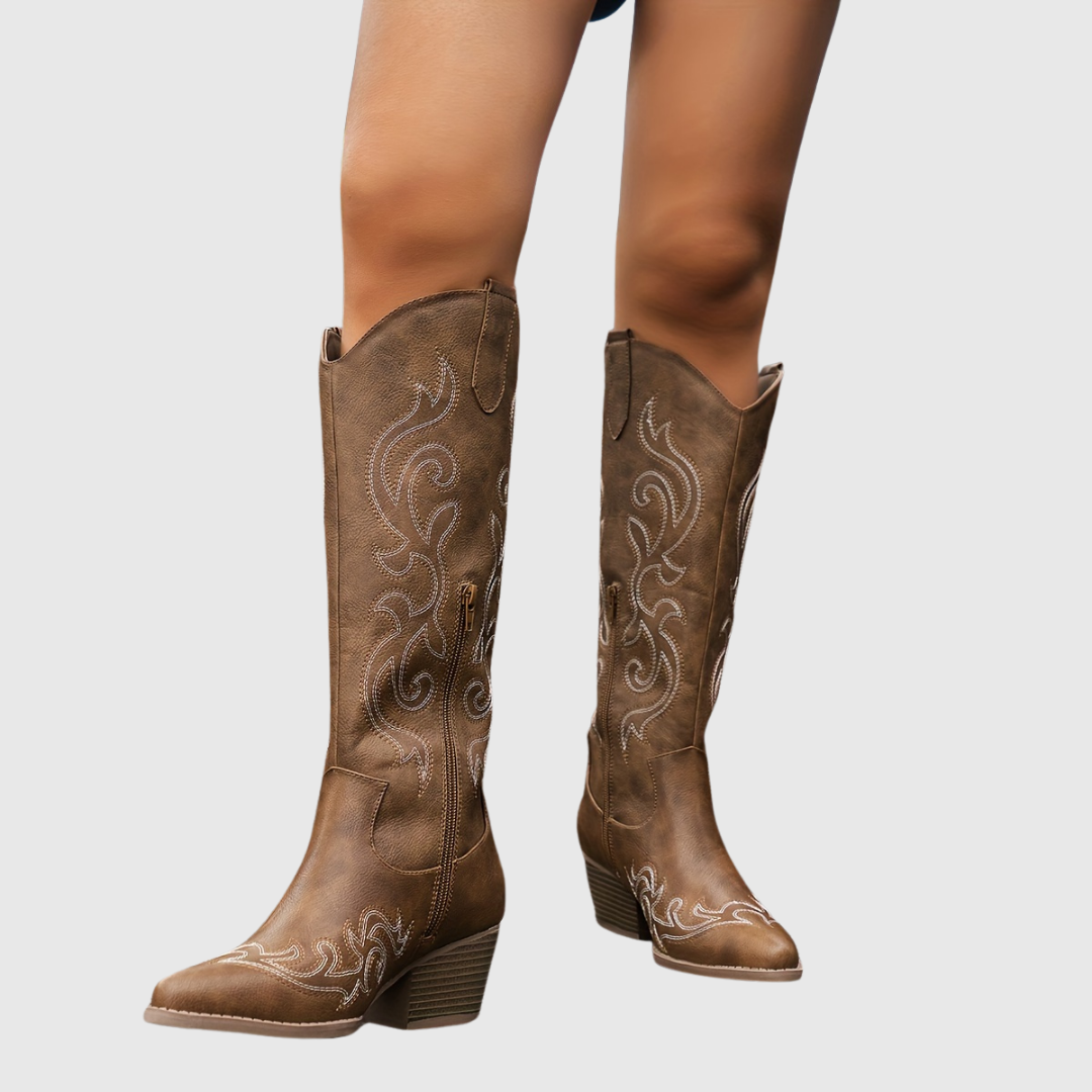 HESTER | STIVALI COWBOY CON RICAMI E ZIP
