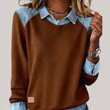 SILVIA | TOP IN MAGLIA PATCHWORK CON DETTAGLI DENIM