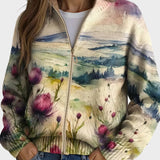 Zelda - Cardigan con zip e motivo cardo scozzese
