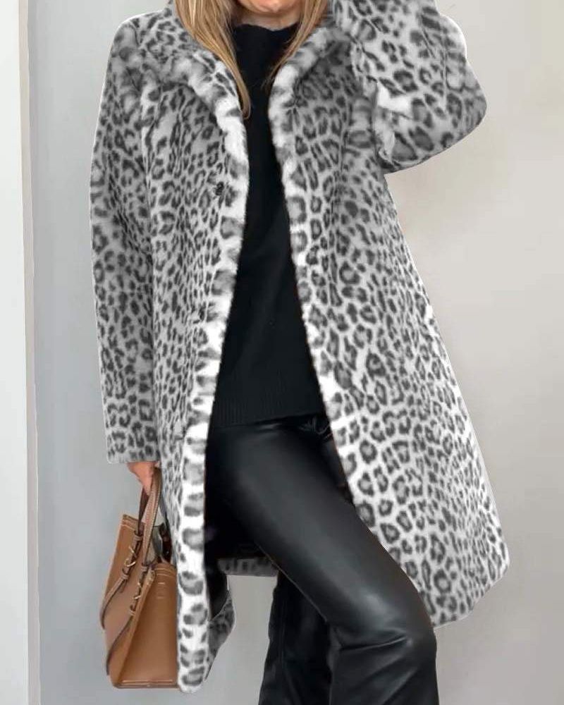 Lysandra — Cappotto lungo da donna leopardato