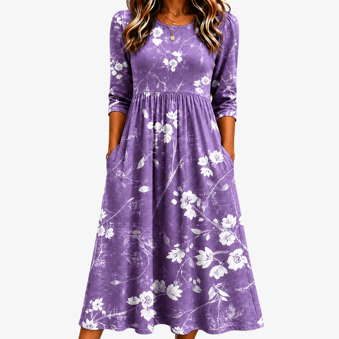 Abito Midi Lavanda con Tasche