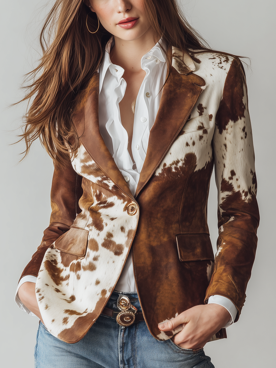 Clementine | Blazer Vintage con Stampa Animalier