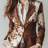 Agathe | Blazer Vintage con Stampa Mucca Ecosostenibile