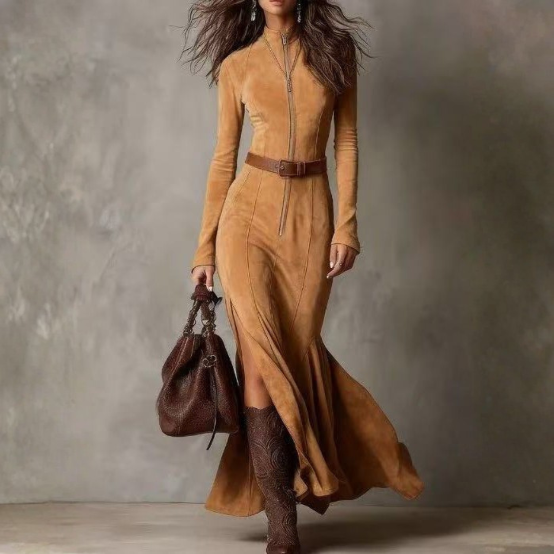 Alessia | Long suede dress