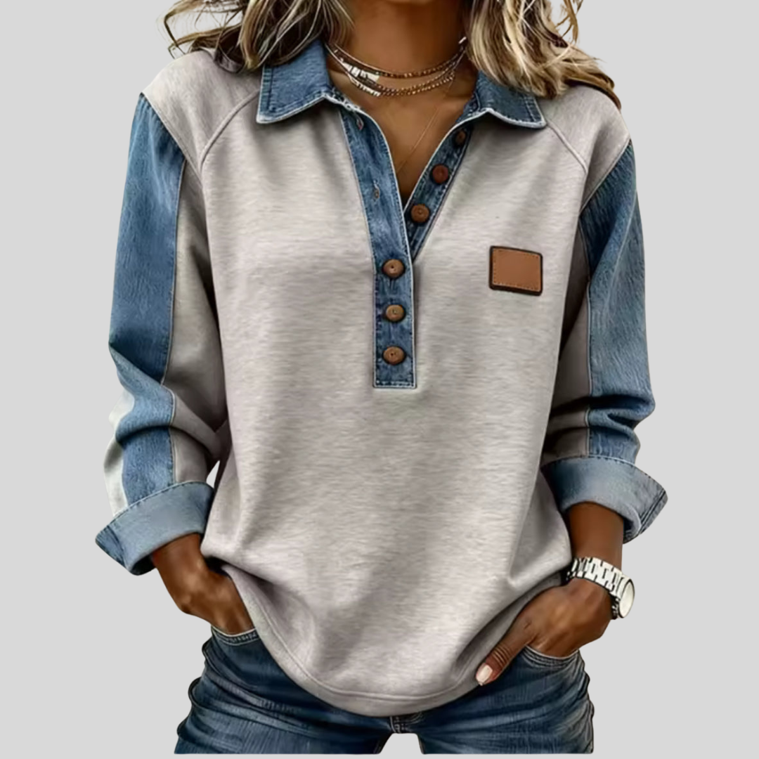 Serena | Pullover con Collo in Denim