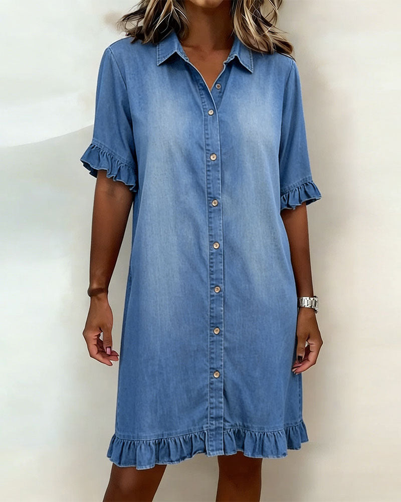 Maria | Abito in Denim con Pieghe