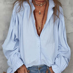 Blusa in Cotone con Maniche a Volant