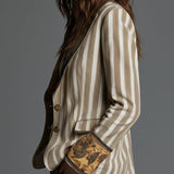 Suzanne | Blazer bohémien a righe con colletto stampato