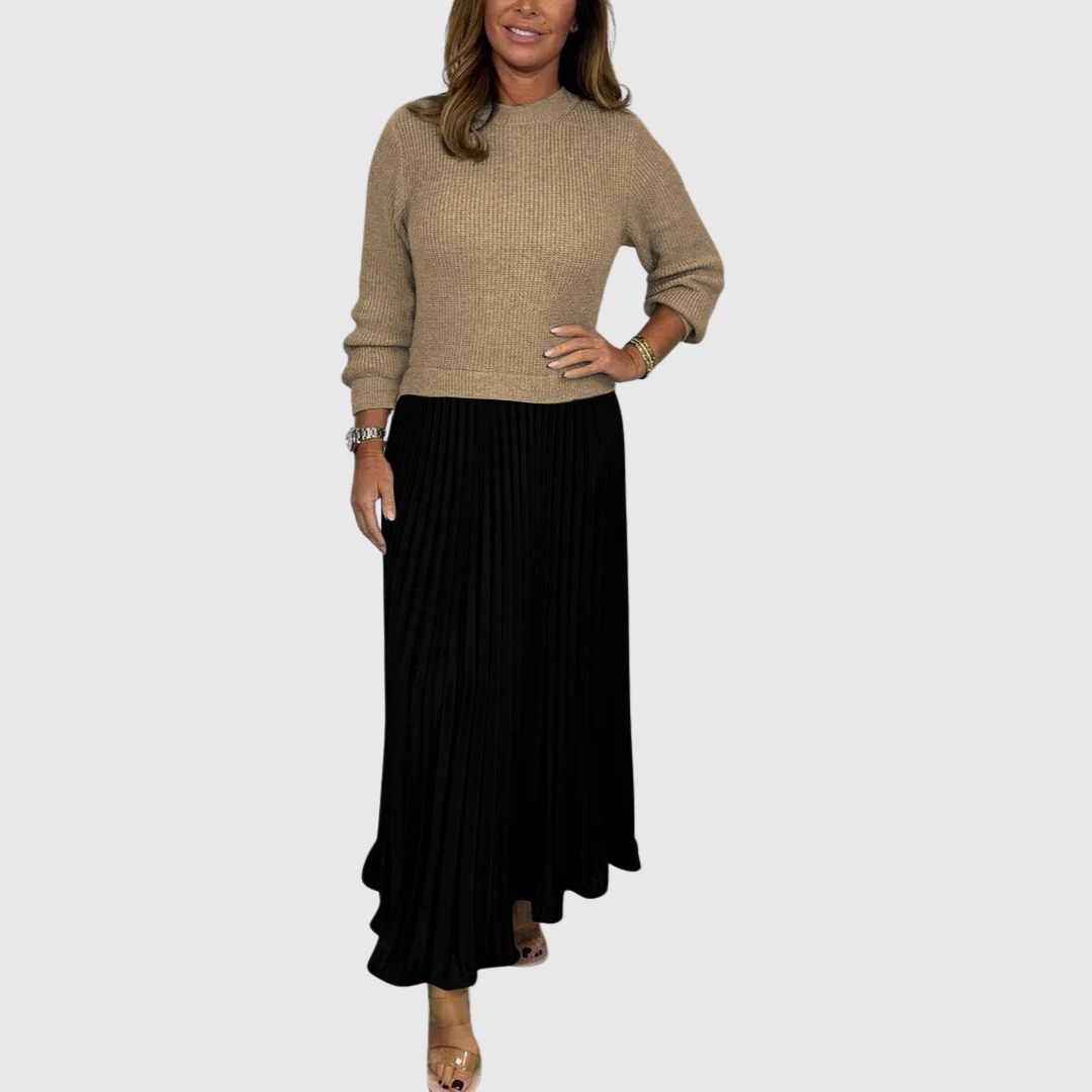 ALARICE | ABITO MAXI CON MAGLIA E GONNA PLISSETTATA