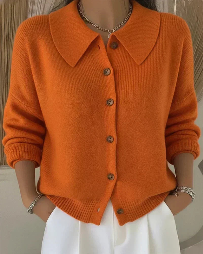 Velia | Cardigan Morbido con Collo a Camicia