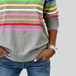 Martina | Felpa a Righe Multicolore con Zip a Quarto