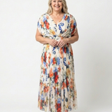 Savannah | Abito Midi Floreale Plissettato