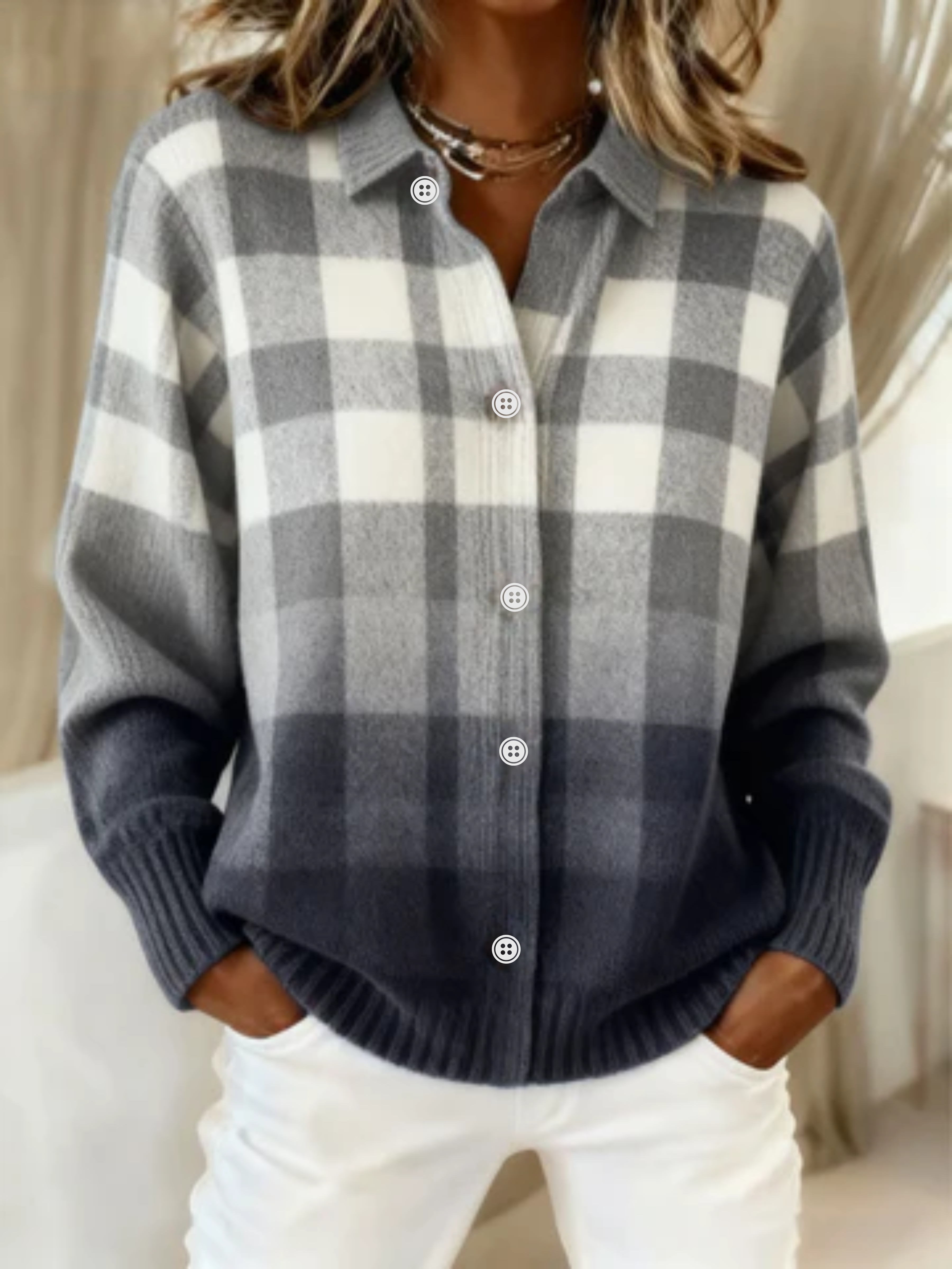 Marielle | Blusa a Quadri con Cappuccio
