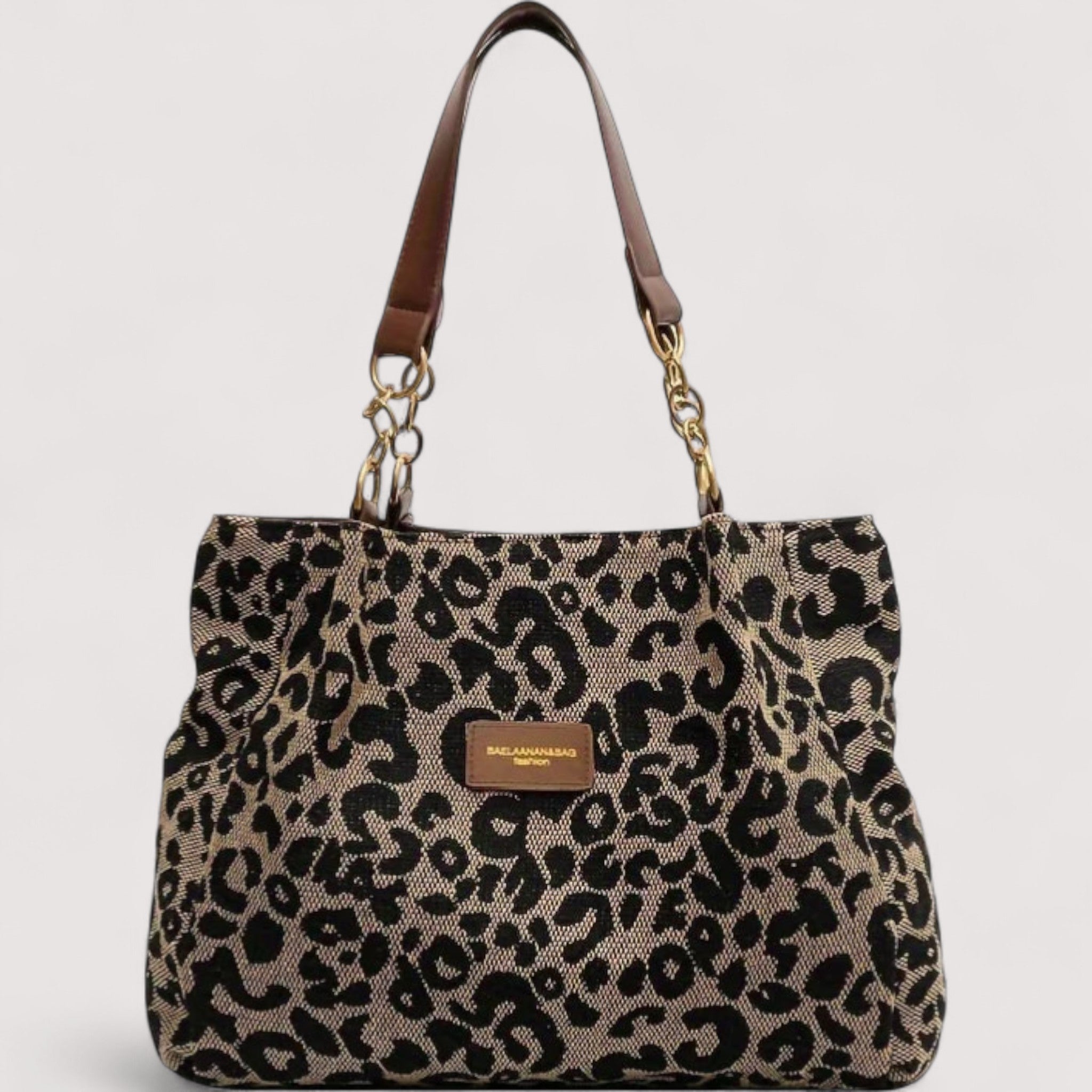 Lévrier – Borsa da Shopping in Canvas Leopardato