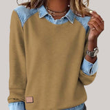 SILVIA | TOP IN MAGLIA PATCHWORK CON DETTAGLI DENIM