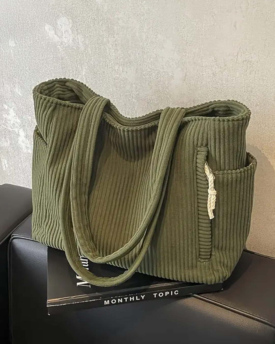 SYLVA | BORSA A MANO RIGATA CON DETTAGLI IN CORDINO