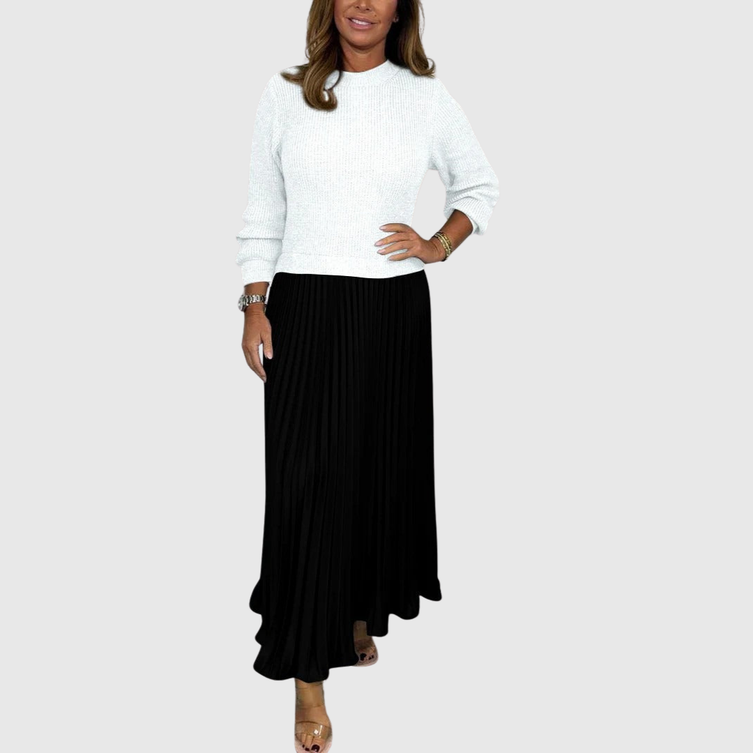 ALARICE | ABITO MAXI CON MAGLIA E GONNA PLISSETTATA