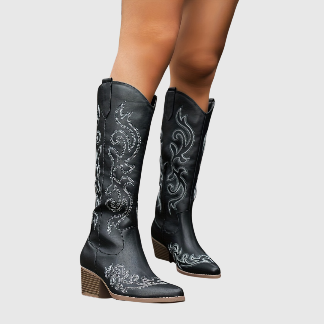 HESTER | STIVALI COWBOY CON RICAMI E ZIP