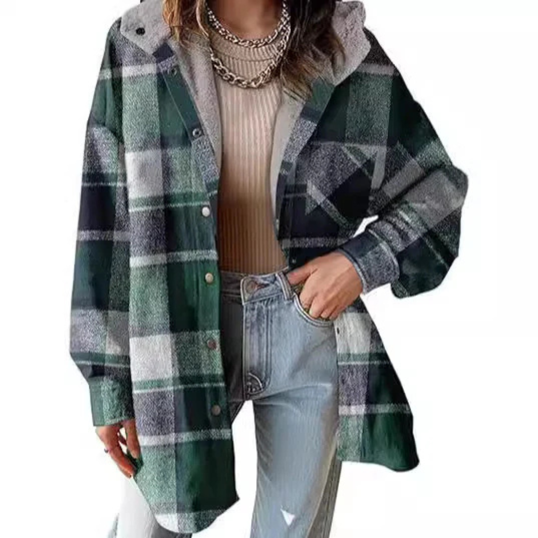 Tallulah™ — Giacca a quadri con cappuccio e vestibilità comoda