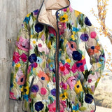 Giacca trapuntata da donna con stampa floreale vintage