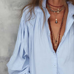 Blusa in Cotone con Maniche a Volant