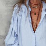 Blusa in Cotone con Maniche a Volant