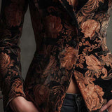 Bertille | Blazer sartoriale con stampa floreale nera e bronzo